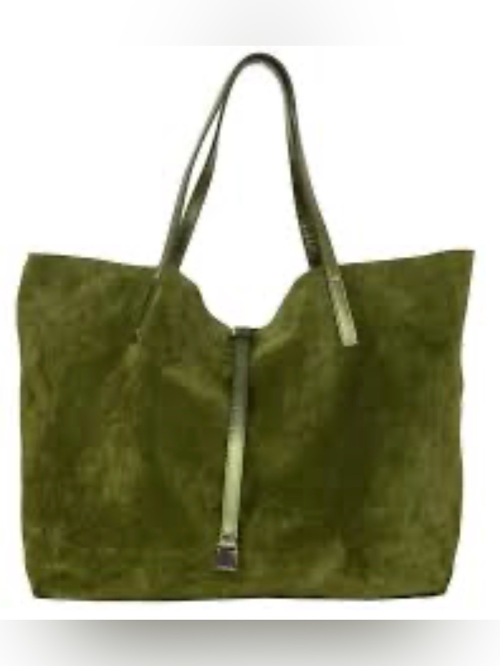 Tiffany & Co. Large Reversible Suede & Metallic Tote Olive Green W/ Pouch